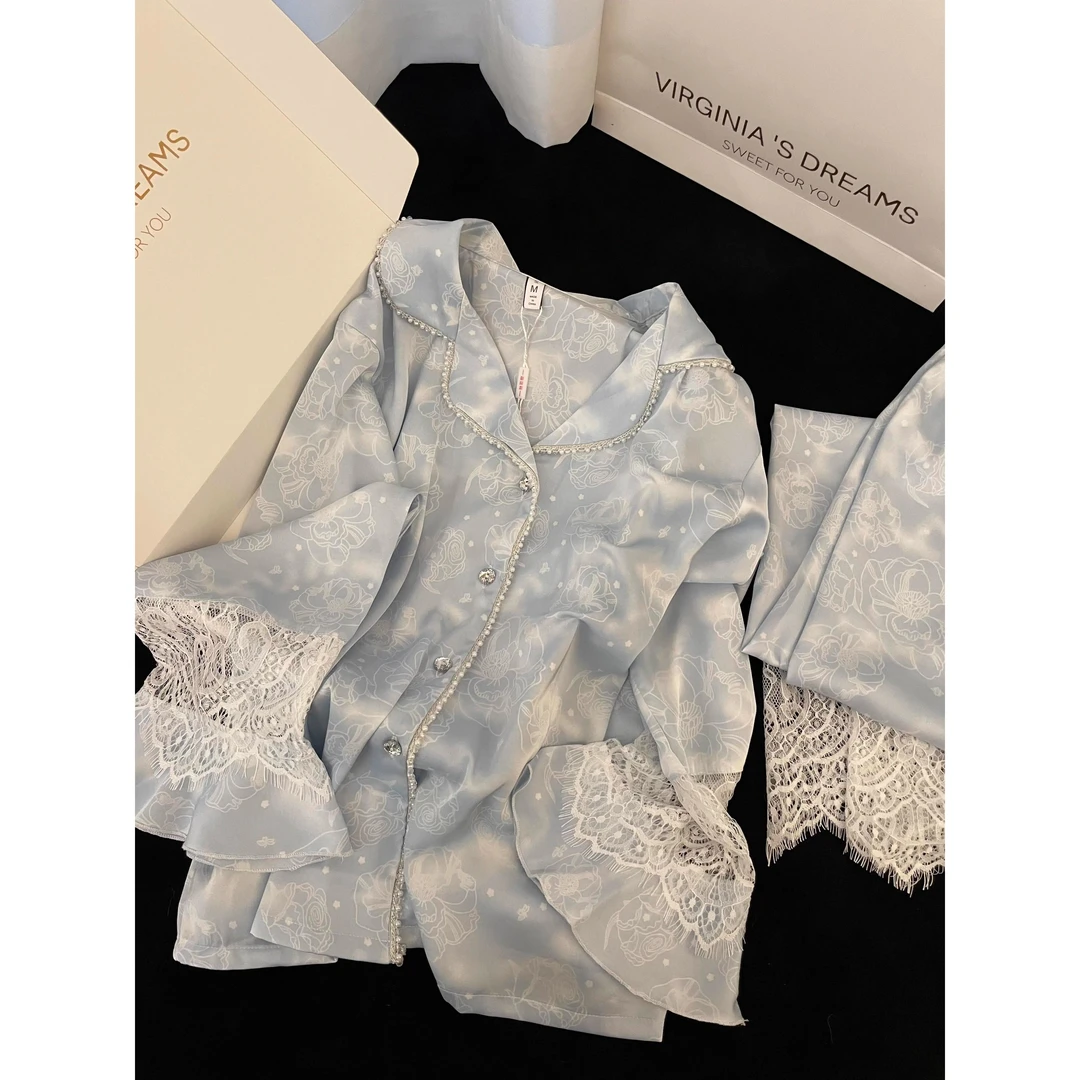 法式轻奢高级感花边设计睡衣新款爆款睡衣女春季亲肤透气家居服