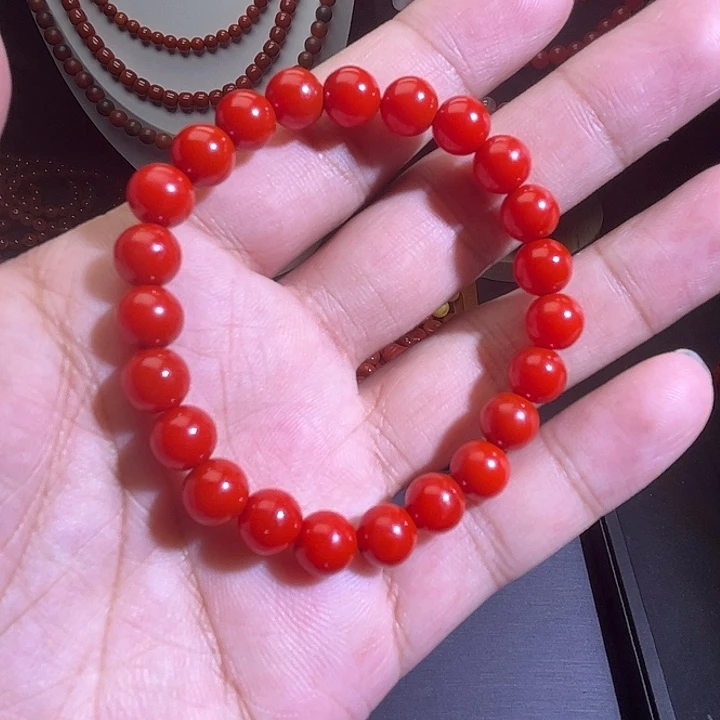 未镶嵌手链南红玛瑙8mm锦红