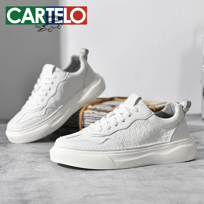 CARTELO/卡帝乐鳄鱼时尚男士板鞋男士轻便防滑耐磨软底中年休闲鞋