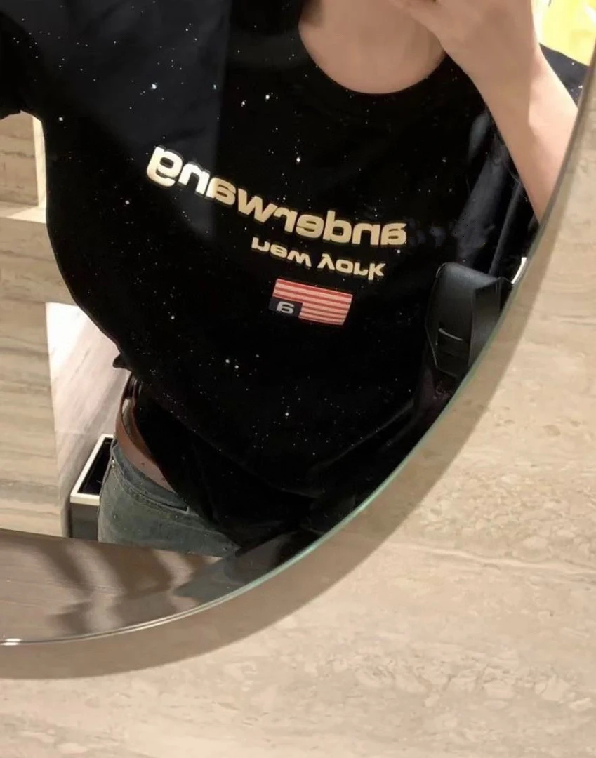 王的女人星空亮片字母宽松短袖