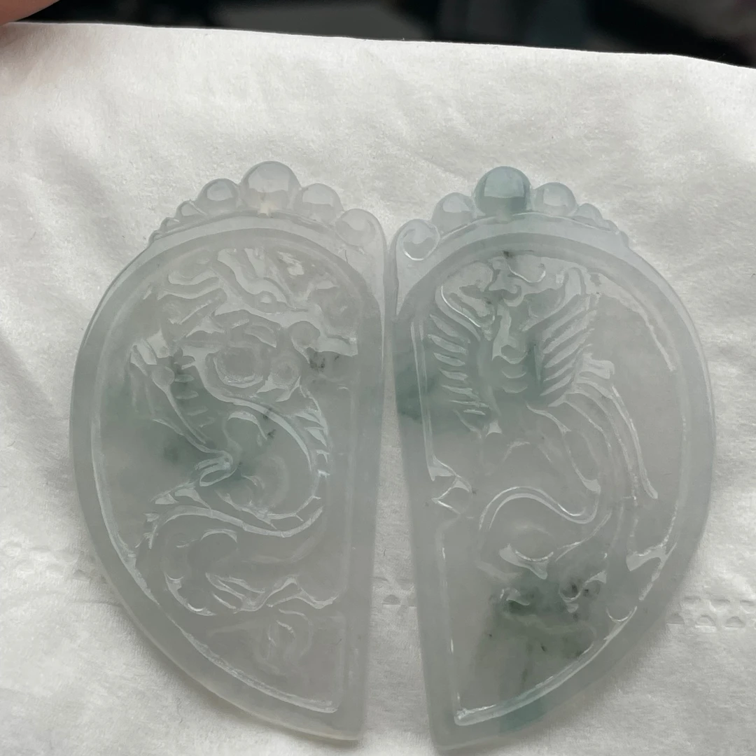 天然缅甸翡翠玉A货    龙凤牌