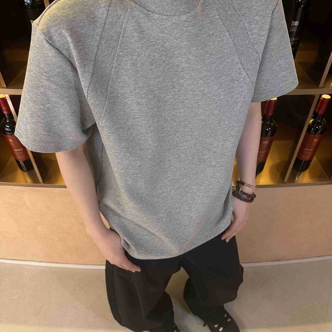 【胡锦程】280g澳产氨纶太空棉空气层拼接抗皱短款boxy短袖T恤