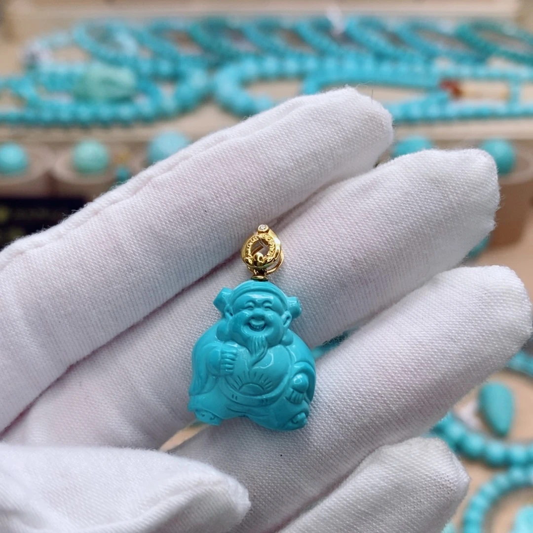 绿松石18K金镶嵌珠宝奇石