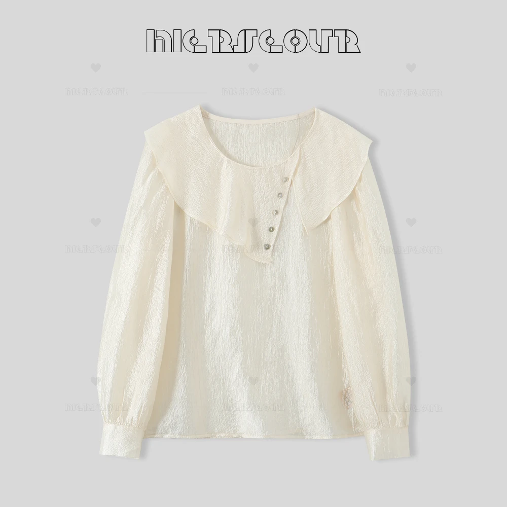 新款韩系小众设计感翻领衬衫599218