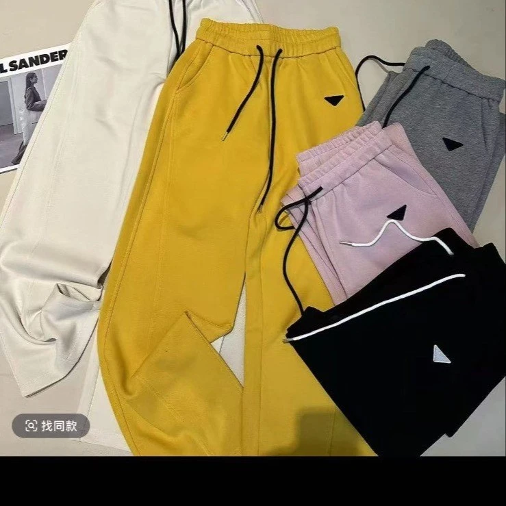 爆款2025春季新款时尚百搭潮流纯色休闲显瘦洋气抽绳长裤子