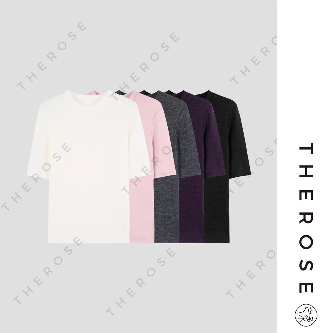 之柔【微透美学 短袖】轻薄防缩精纺羊毛休闲上衣透气亲肤针织衫女