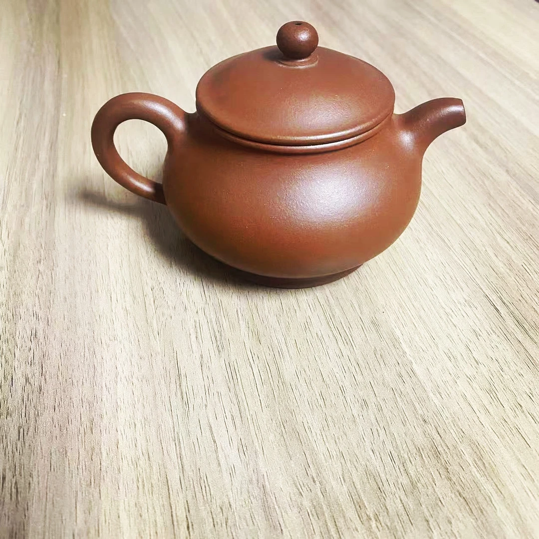 原矿小红泥210cc笑樱壶矮潘壶全手工