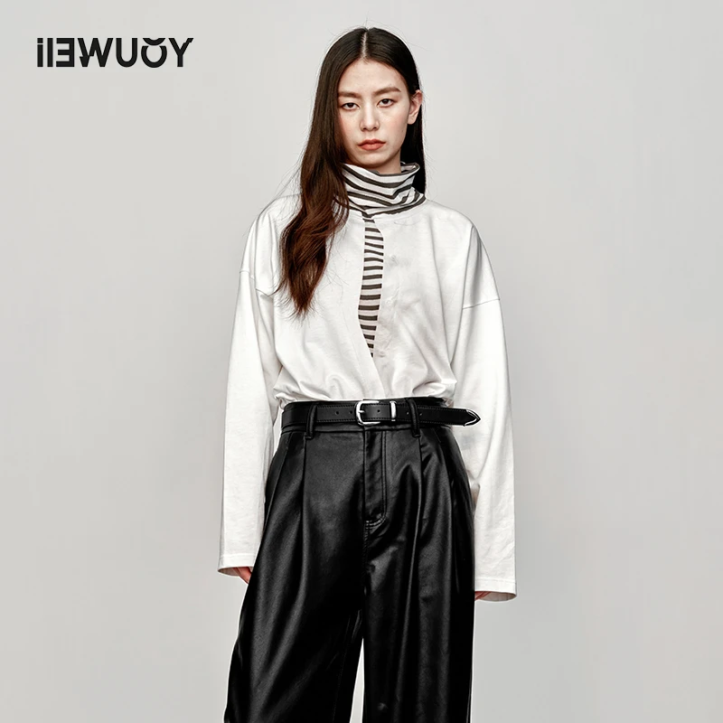 有尾YOUWEI小众设计感高领时尚叠穿长袖印花长T恤Y1223310【有尾】