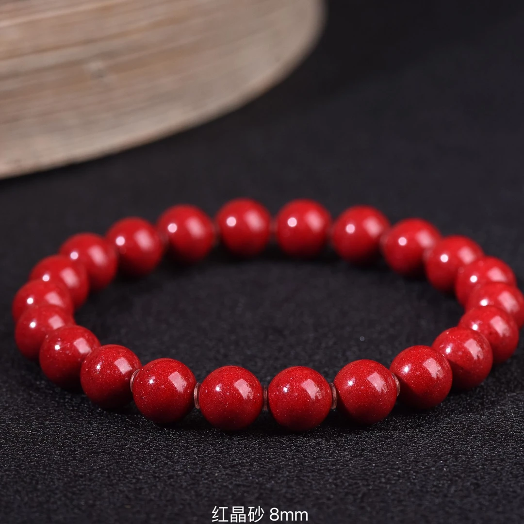 天然辰砂天然高含量红晶砂8mm朱砂手串真品100%