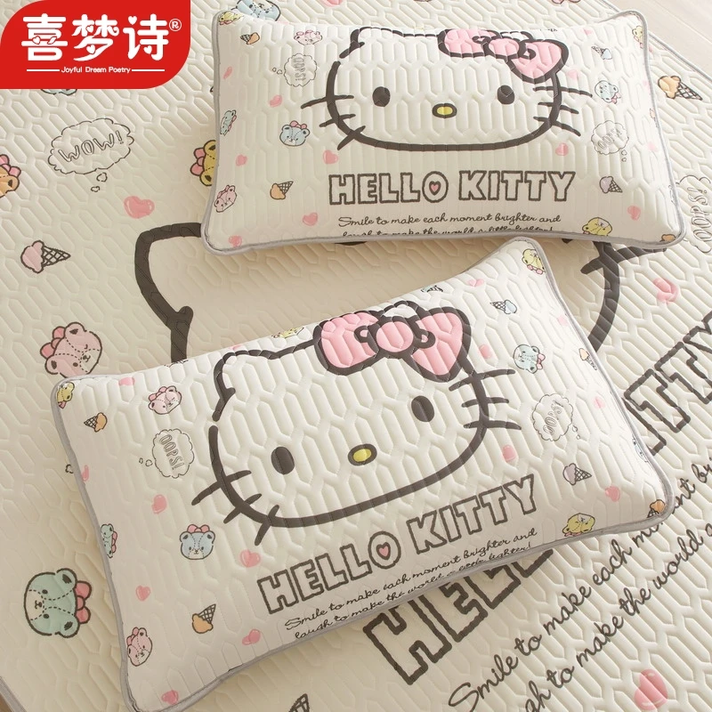 HelloKitty夏季冰丝乳胶枕套儿童枕头纤维枕芯kt猫枕芯套枕头套