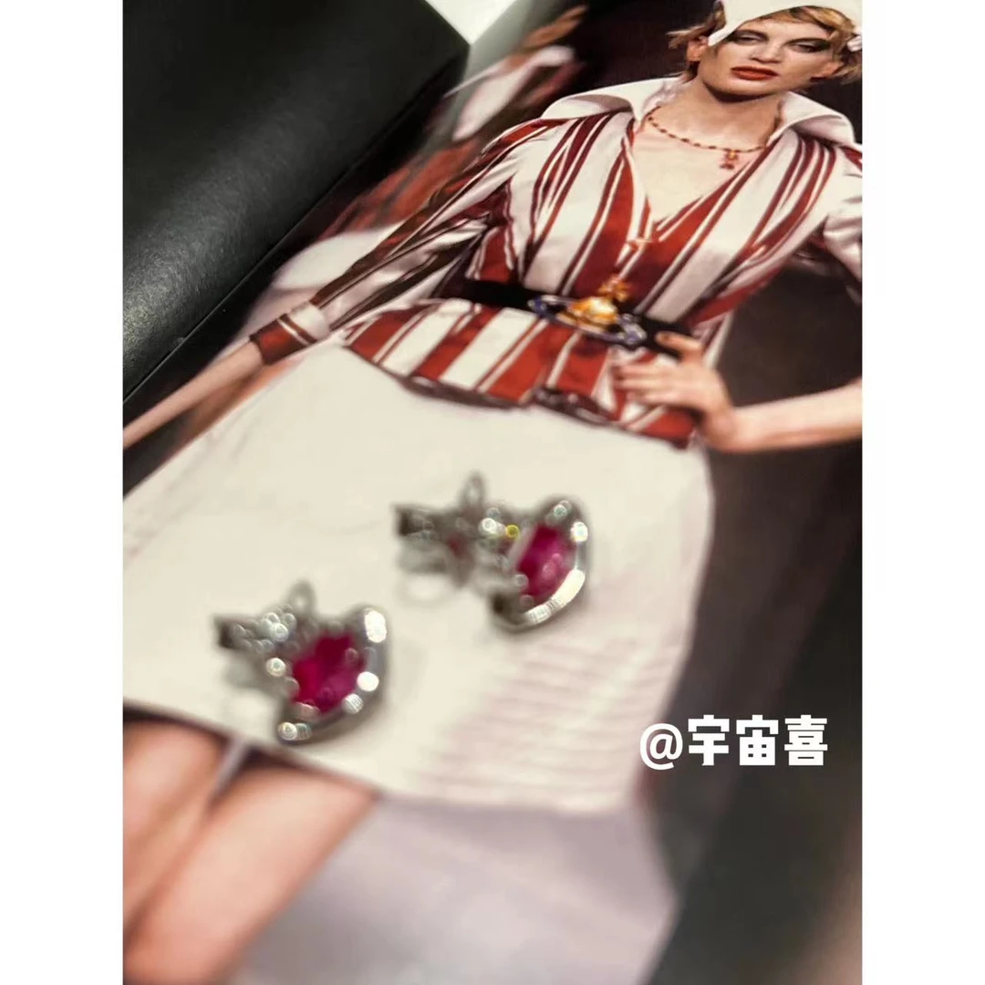 铜合金锆石耳饰  E2-077【杨梅冰锆石爱心迷你星球耳钉】