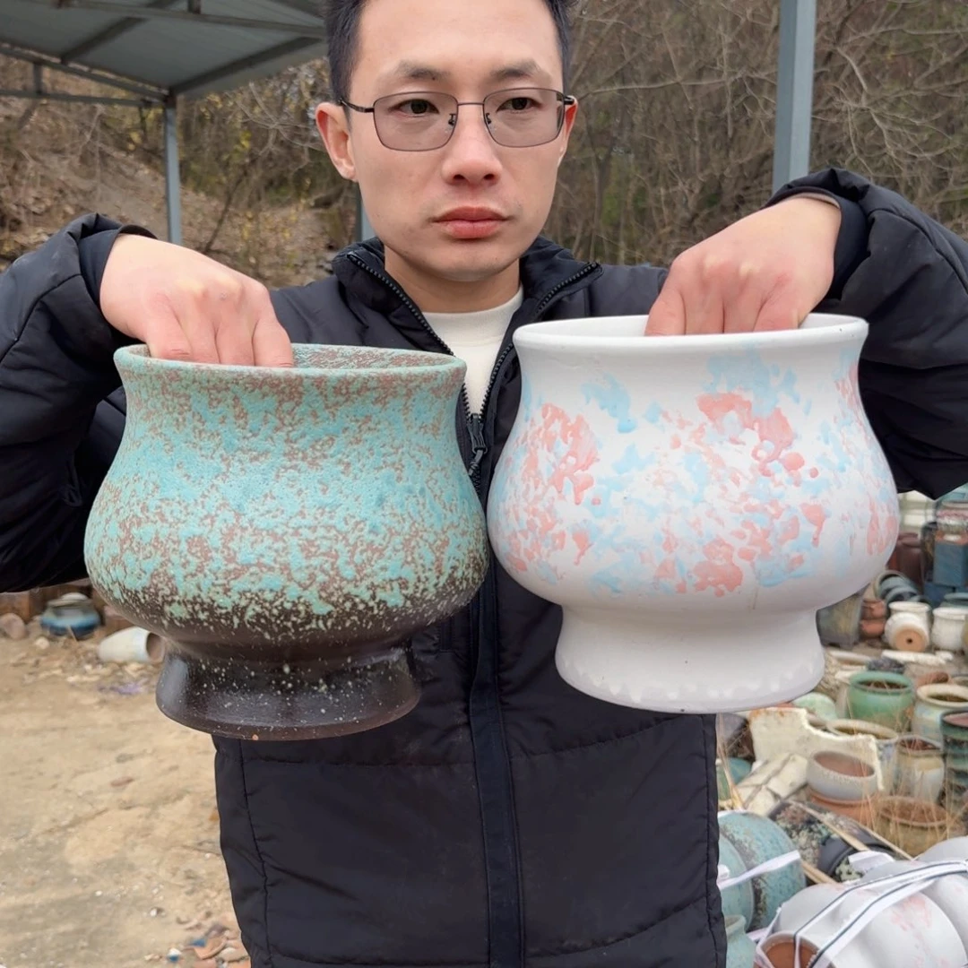 紫砂花盆口18高19（胖精灵两个颜色