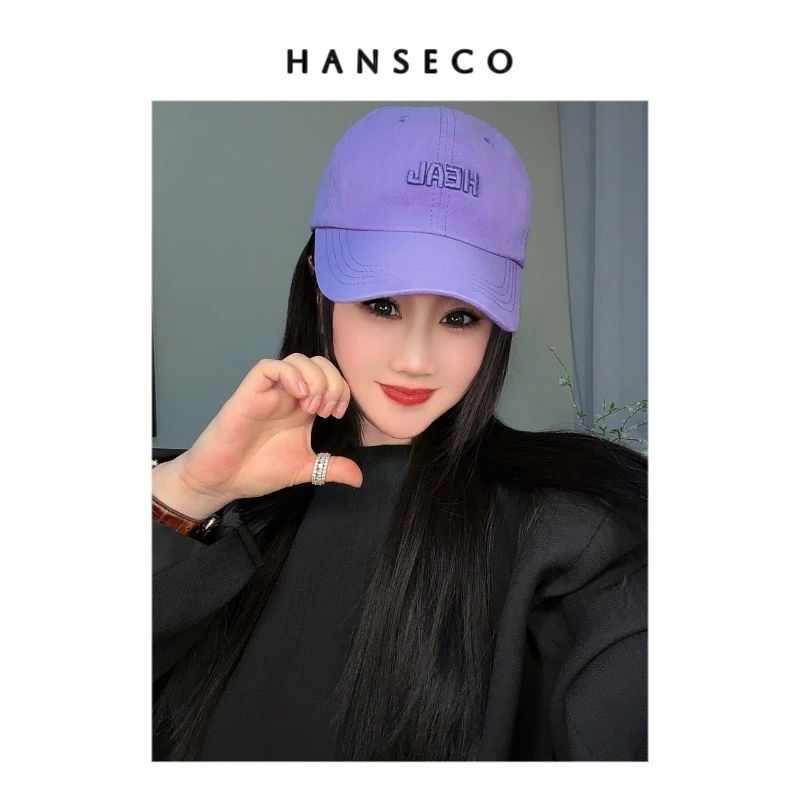 ”韩系“夏季棒球帽休闲时尚潮流出游搭配纯色遮阳软顶紫色百搭帽子
