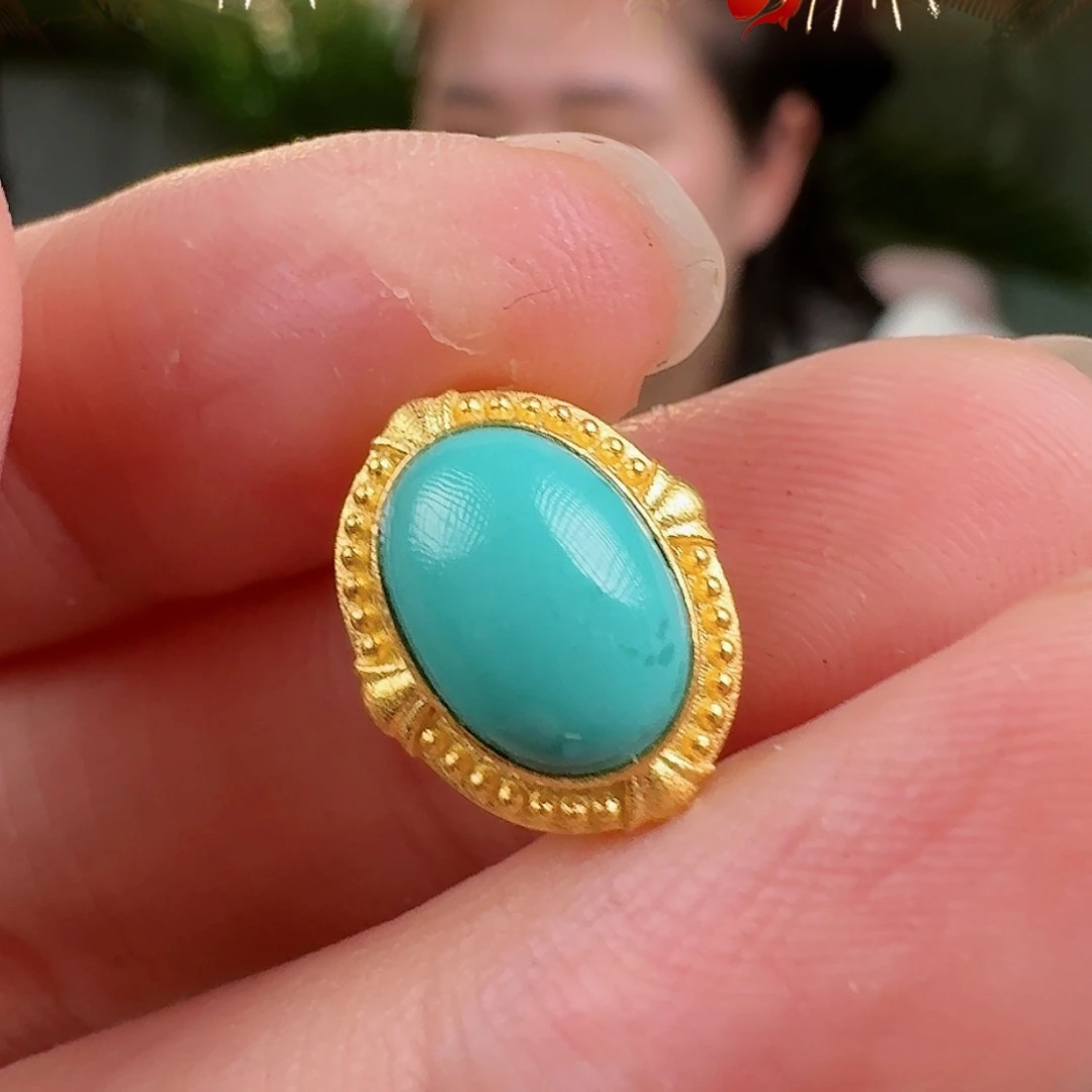 绿松石珠宝奇石18K金镶嵌