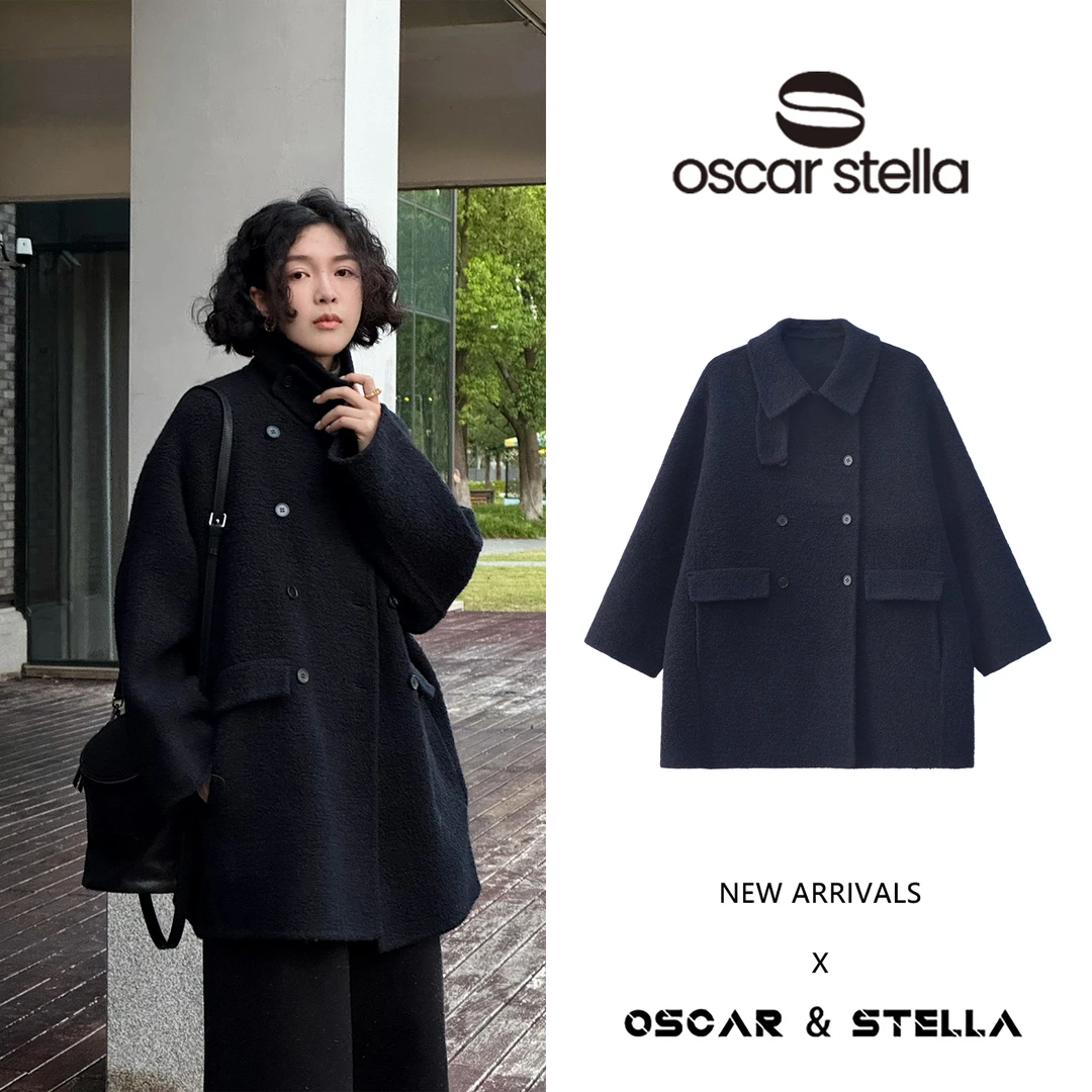 OSCAR&STELLA【文艺摇篮】宽松翻领秋冬女羊毛外套249 1016