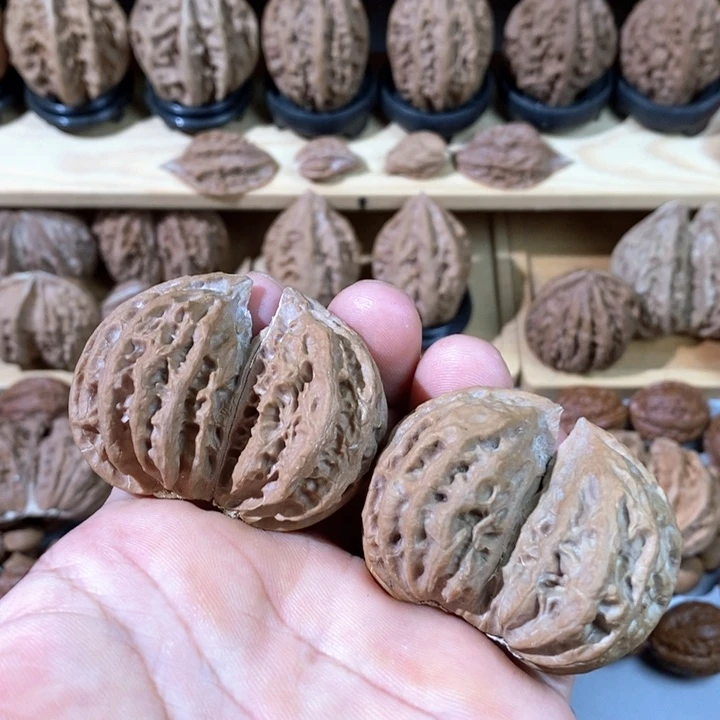 文玩核桃把件色差 双棒连体