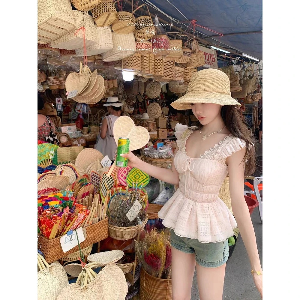 xY定制（爱不释手）定染雪纺蕾丝衫小飞袖肌理感网纱显瘦上衣气质