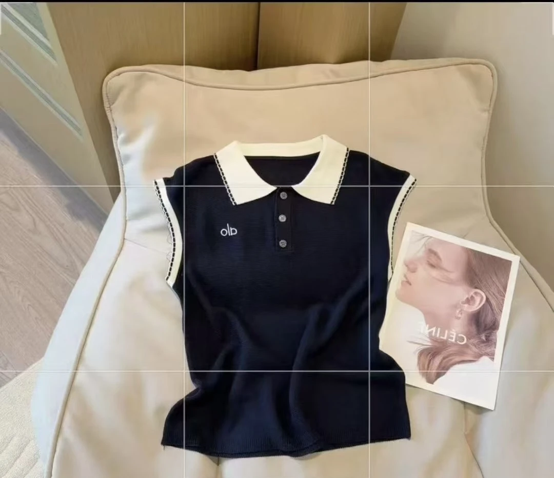 法式撞色polo领针织衫女2025夏季新款宽松显瘦飞飞袖翻领上衣外穿