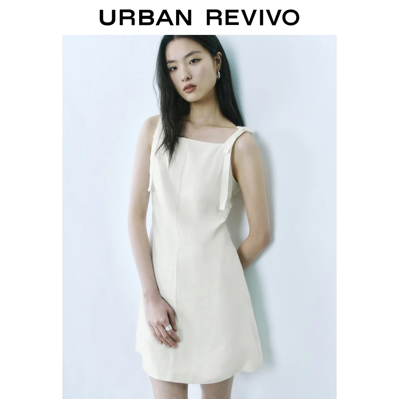 UR2025夏季新款女装摩登气质通勤短款吊带A字连衣裙UYY750075