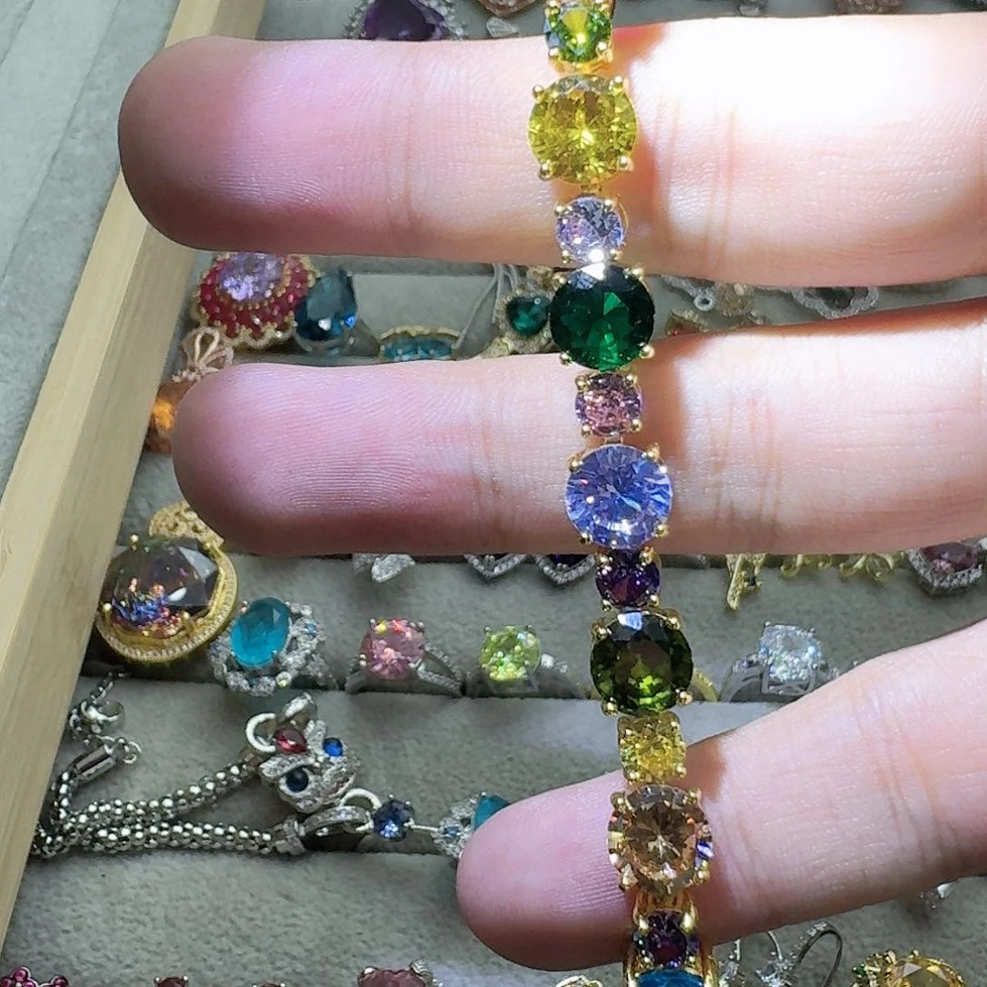 绿水晶戒指银S925镶嵌春*