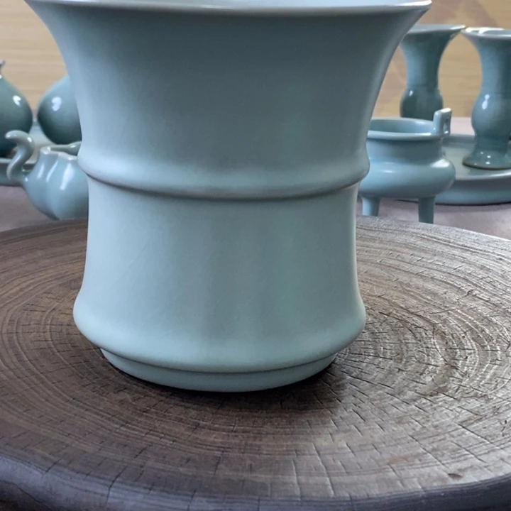 瓷片竹节茶渣缸一一一一一一一暇
