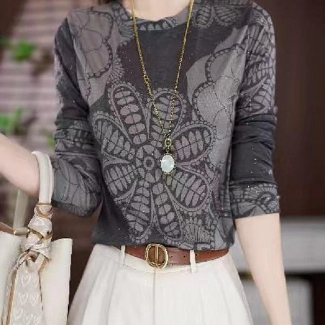 Y258新款时尚百搭气质宽松减龄长袖上衣-悠悠