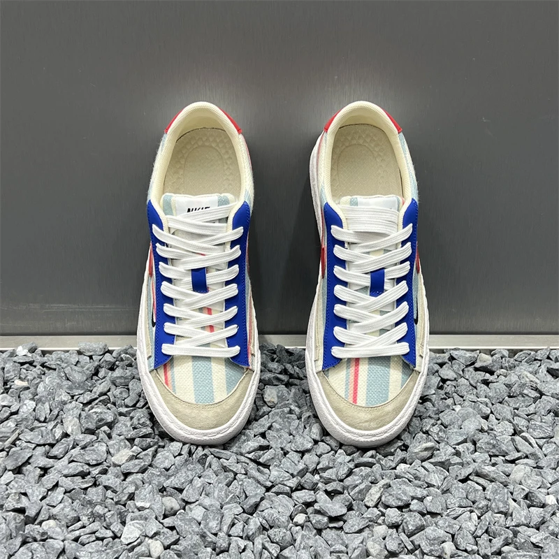 男鞋2025夏季新款拼色透气布面板鞋男潮流时尚轻便软底运动休闲鞋