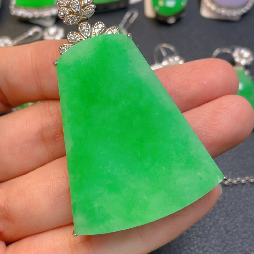 夕***好翡翠银S925镶嵌吊坠(不含链)