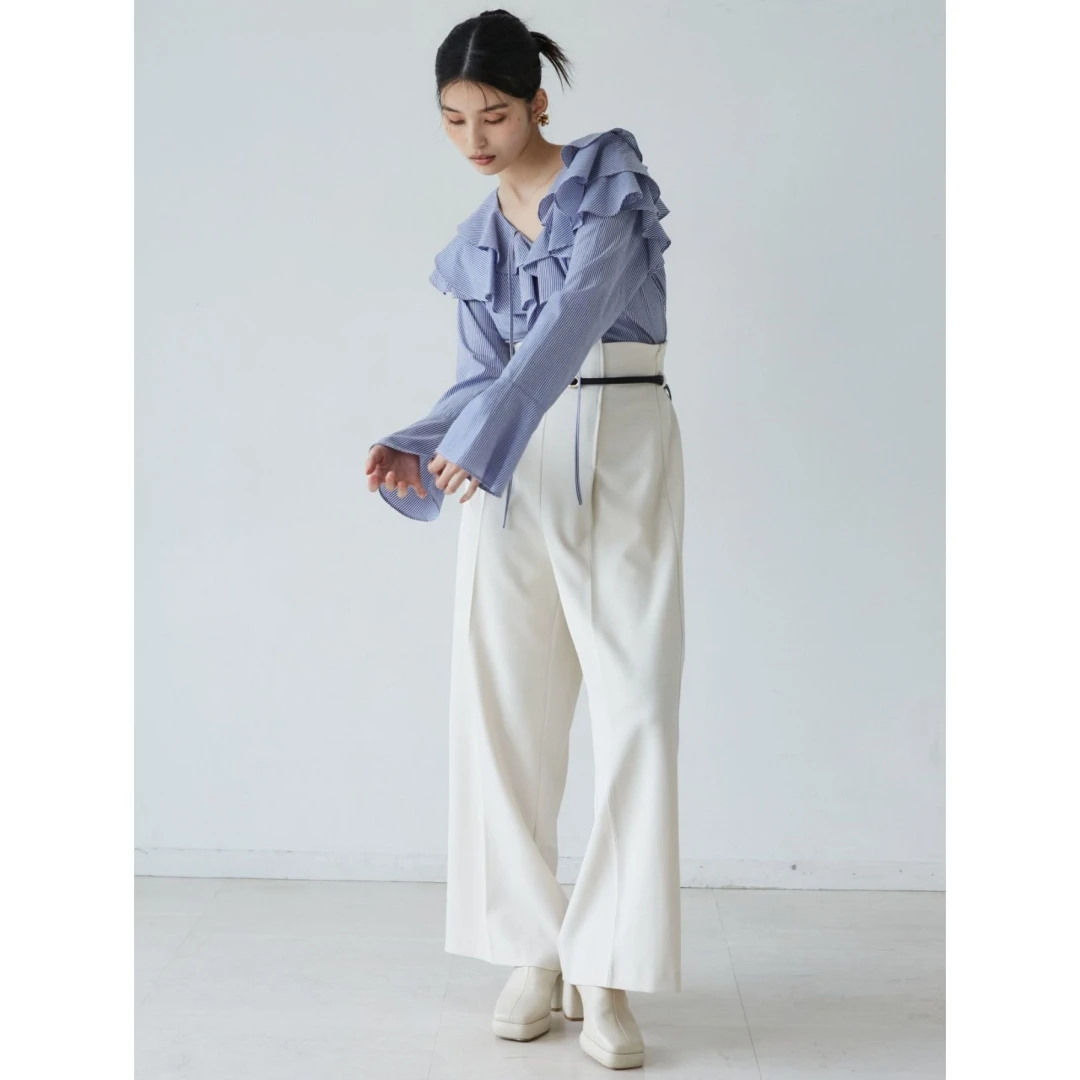 【MonTendre】春季新款 L 时尚高级感百搭纯色不对称高腰显瘦休闲裤