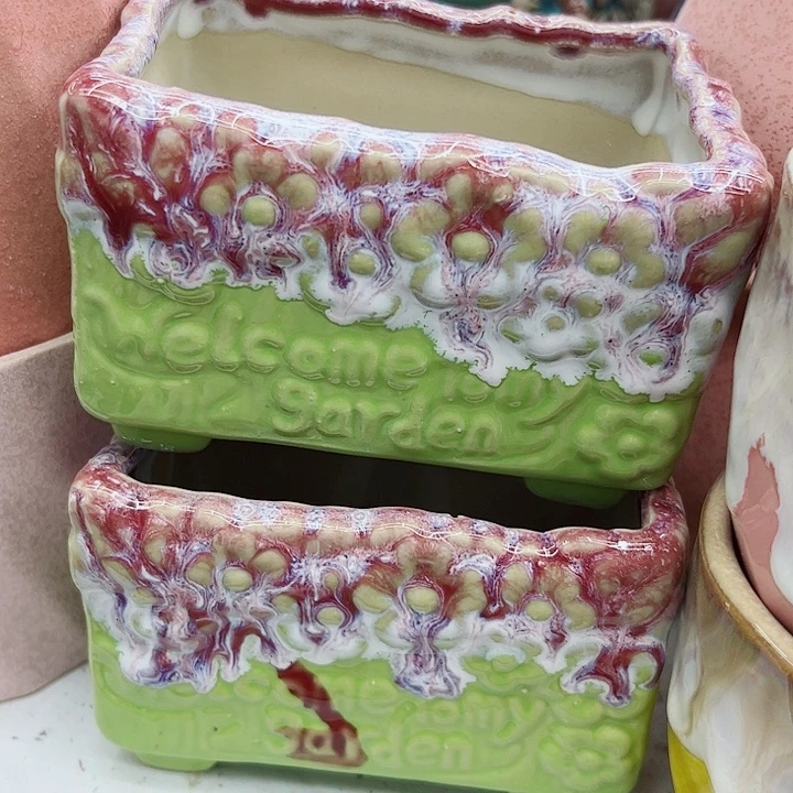 多肉绿植陶瓷花盆9.9包邮，有孔