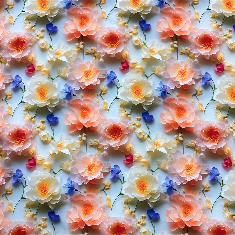 2025新款七彩5D数码连衣裙面料棉绸面料五彩柔软人造棉旗袍睡衣