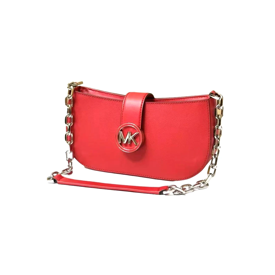 95新 MICHAEL KORS/迈克高仕 MK勋章扣腋下斜挎包/A6916/24X12X6