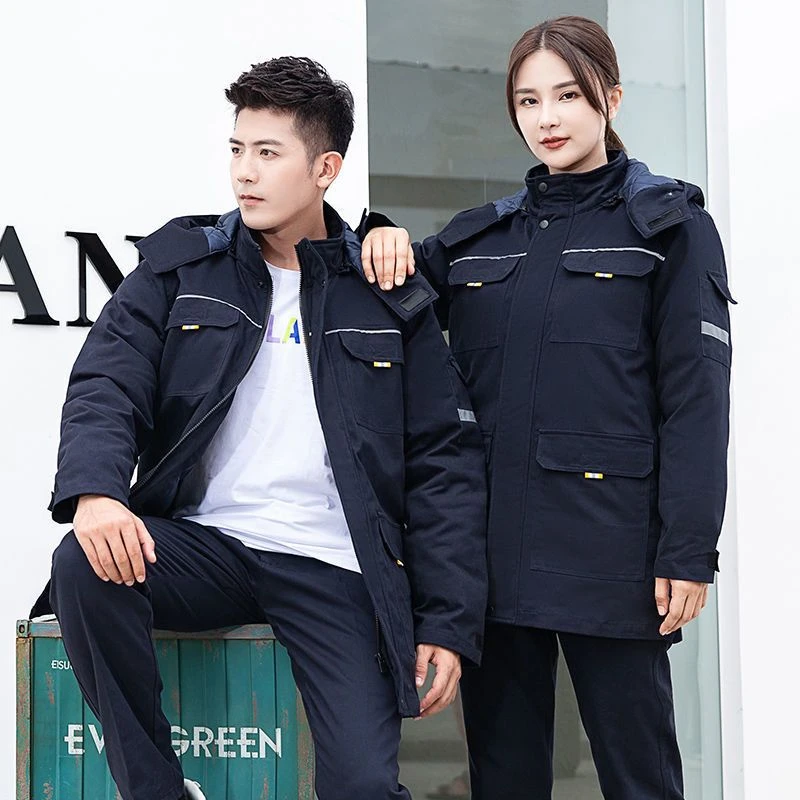 冬季劳保棉服户外工地干活上班摆摊冷天中长款加厚保暖冬天棉袄