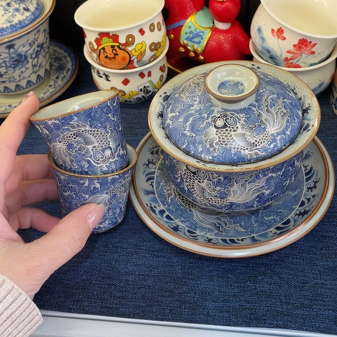 陶景德陶瓷盖碗茶具