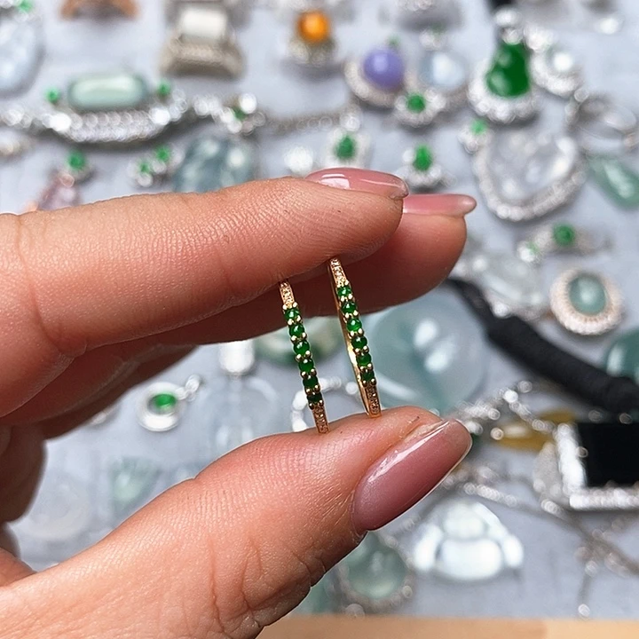 定制翡翠18K金镶嵌戒指