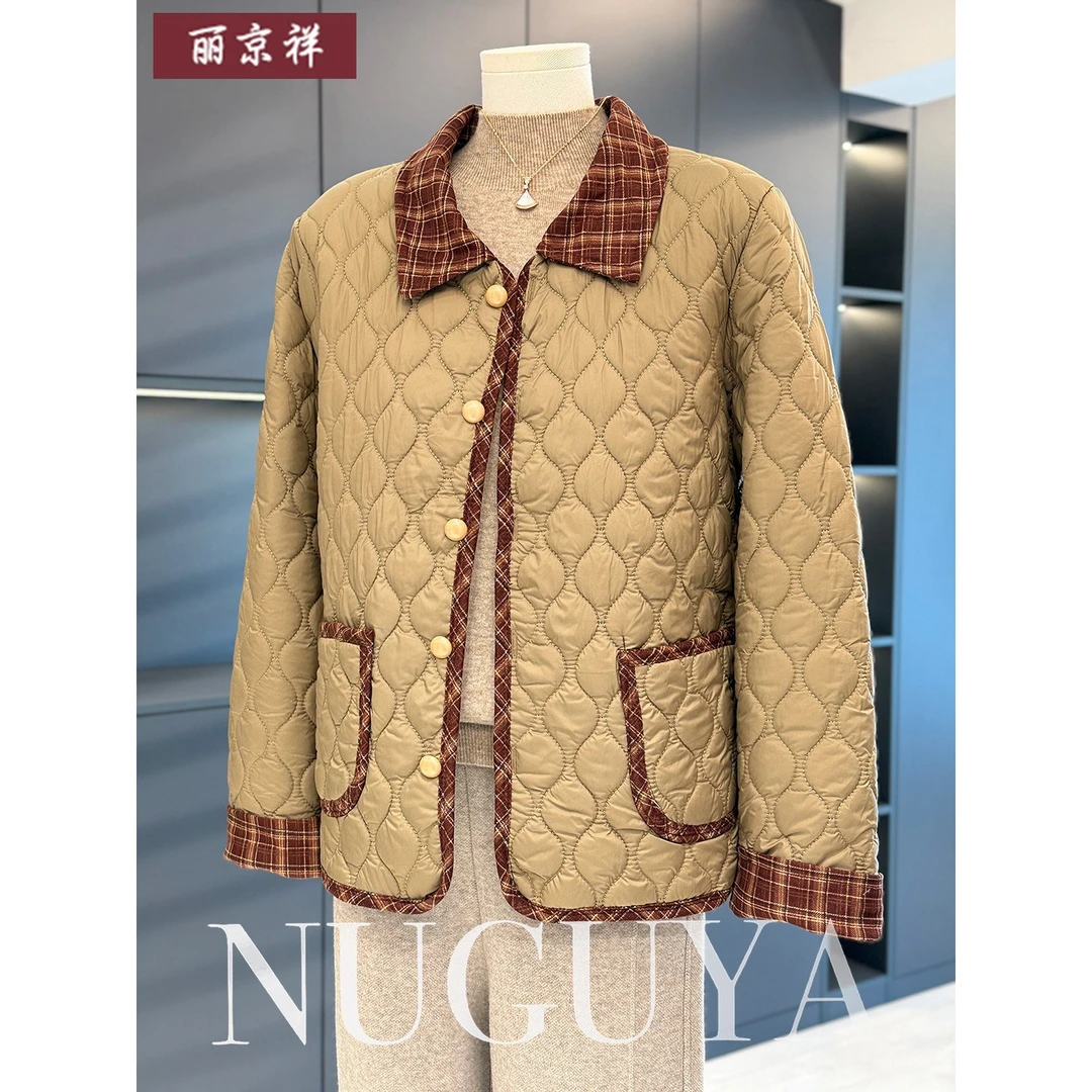 时尚休闲妈妈装棉服外套女开衫秋冬新款上衣气质百搭中老年夹克衫