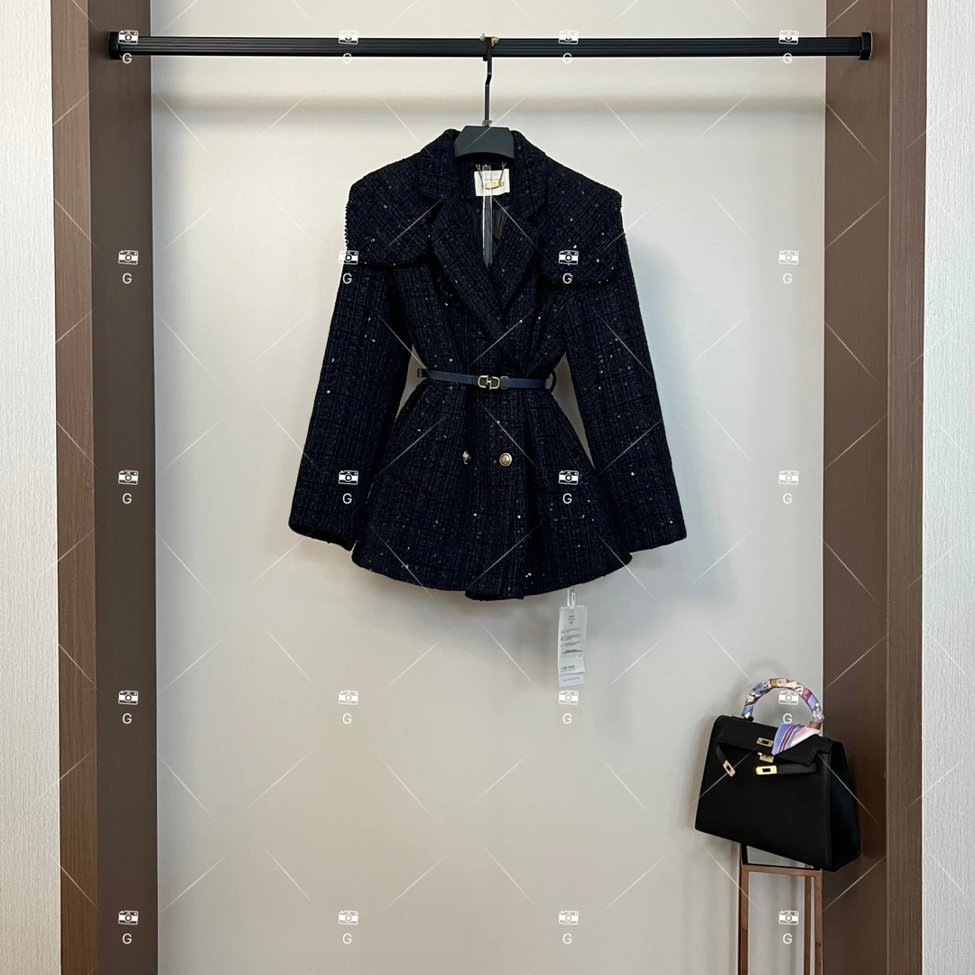 【甜心】秋冬气质小香风设计师中长款羽绒服蓝色轻奢女 QD-2025598