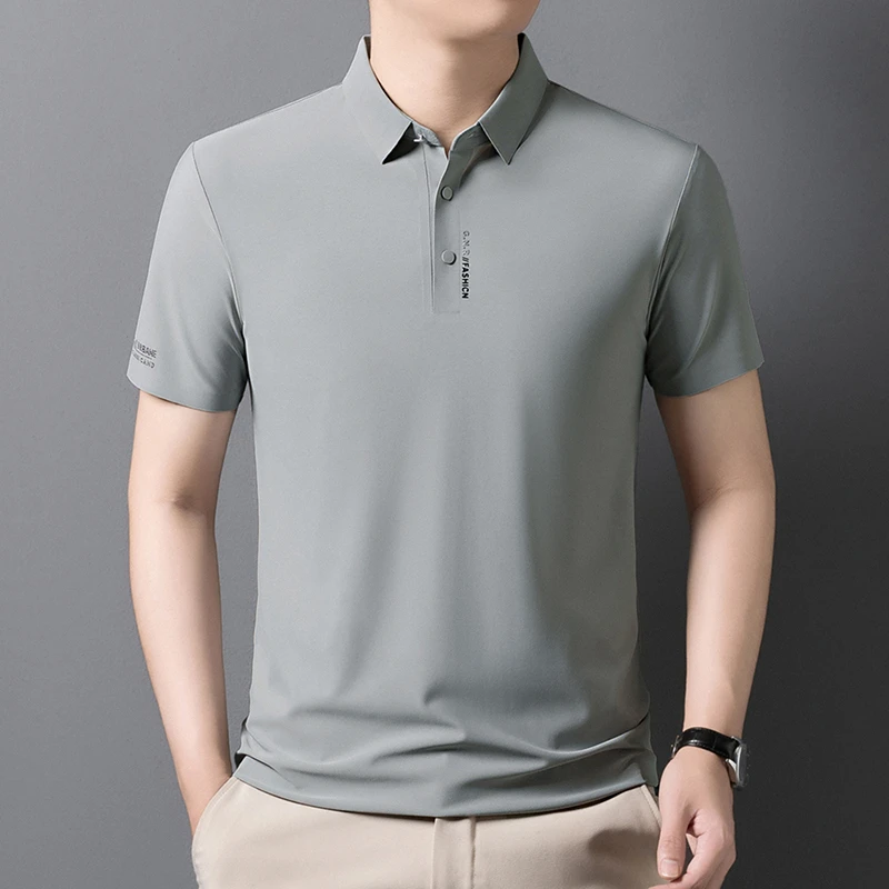 【锦氨真冰丝】夏季男士短袖polo衫纯色冰丝速高档干翻领T恤衫时尚