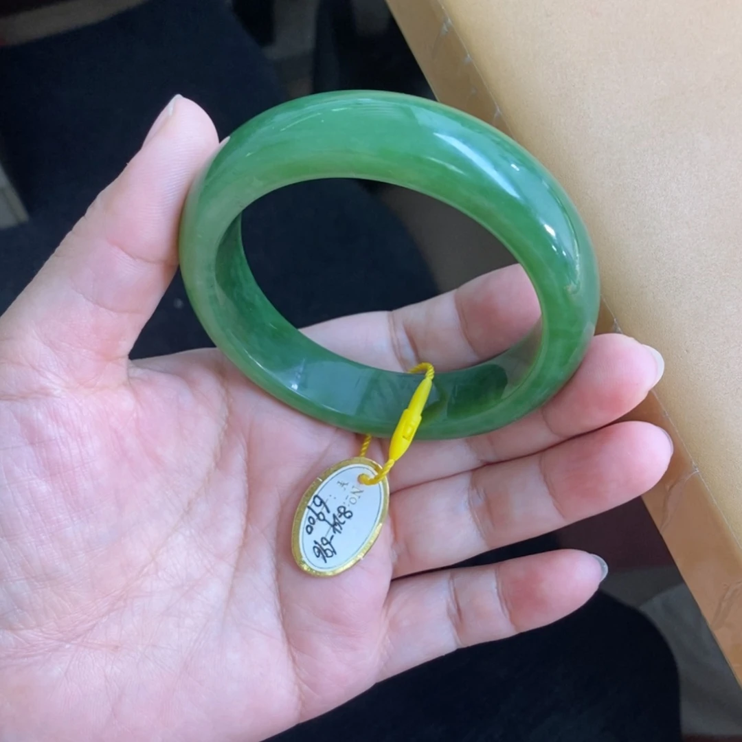 【闪购商品】未镶嵌手镯和田玉菩***下俄碧 果阳绿手镯