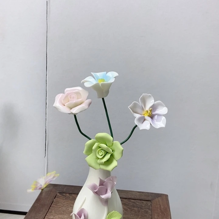 摆件手工制作陶瓷花