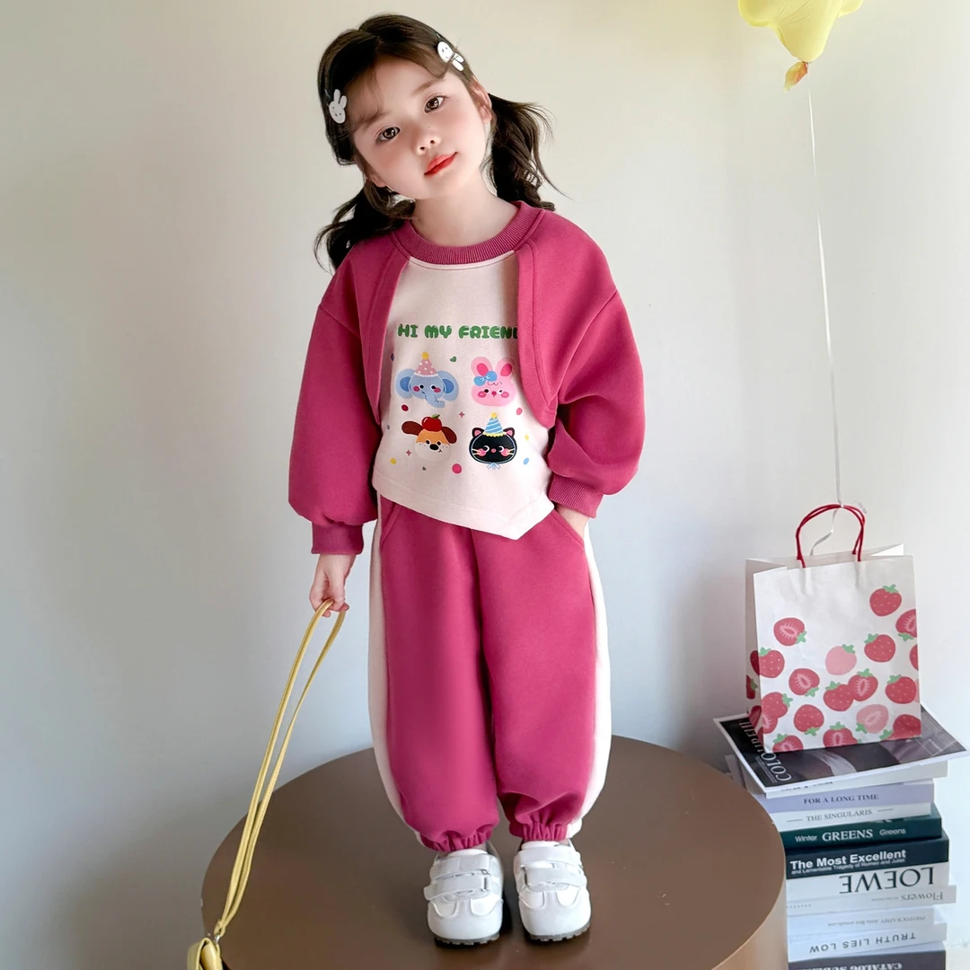 女童套装春装2025新款洋气儿童春秋装卫衣宝宝运动两件套网红秋季