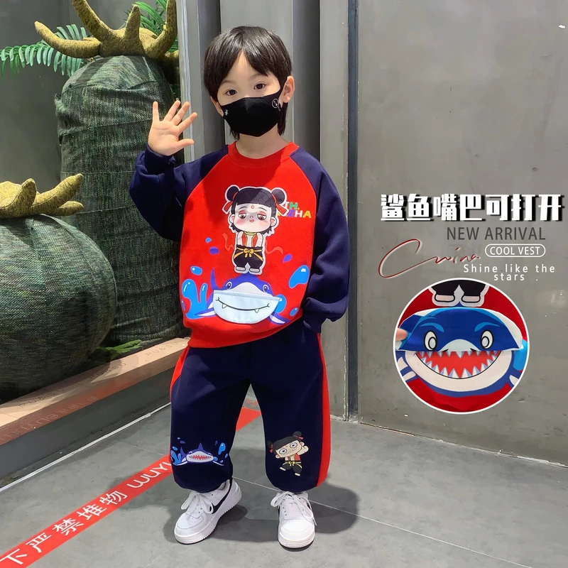 哪吒儿童衣服2025秋季新款男童套装酷帅时尚小男孩卫衣宝宝春秋装