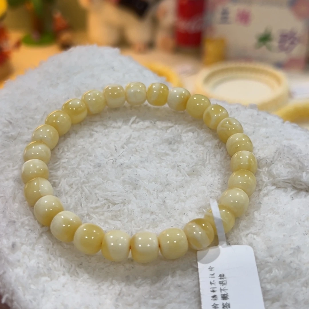 还***辰蜜蜡未镶嵌手链8m金瓷白橘沁老型单圈