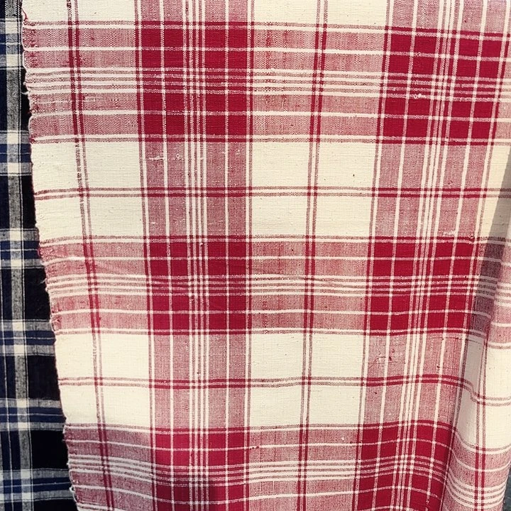 思*邪两米粉色格子老布