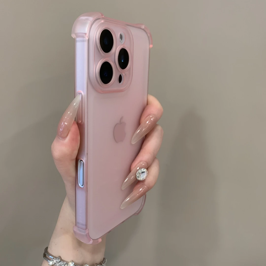 磨砂四角气囊防摔适用苹果15promax手机壳iPhone14plus/13/12简约