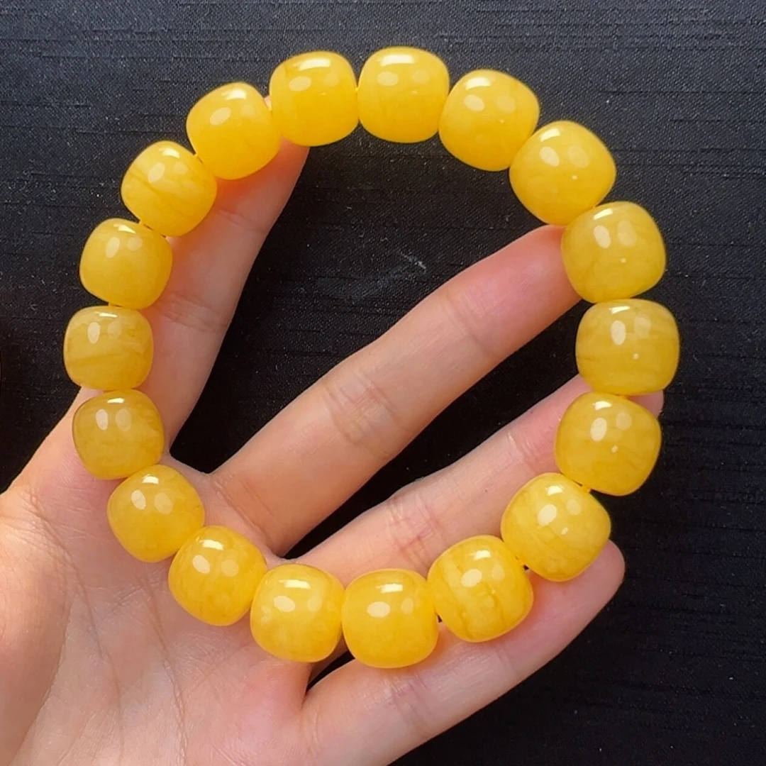 未镶嵌琥珀裸石焦皮同料橘底浓蜡手串13mm