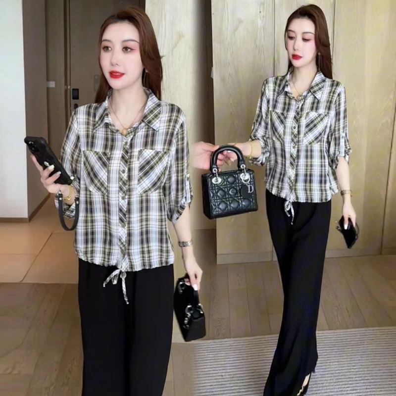 韩版百搭设计感纽扣拼接短袖衬衫女2025年春秋季新款休闲时髦上衣