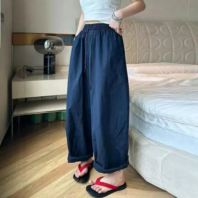 8829慵懒风松紧腰抽身休闲裤