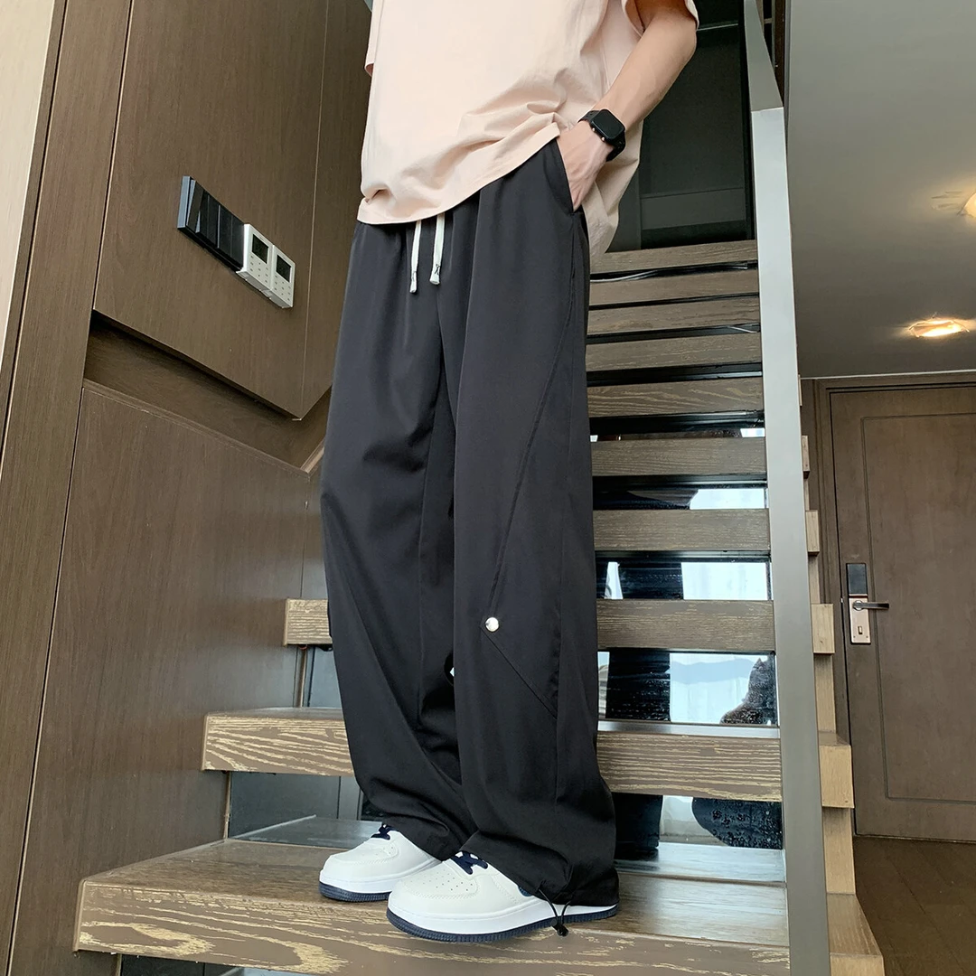 隐匿者2025夏季新款可束脚男士直筒休闲裤美式高街百搭薄款长裤男