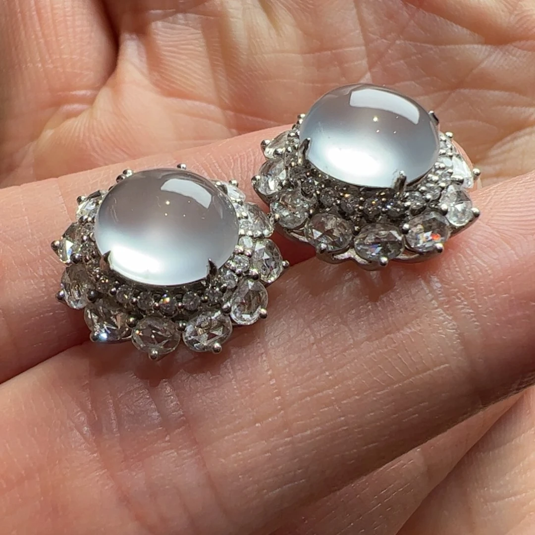 18K金镶嵌翡翠耳饰缅料天然翡翠A货